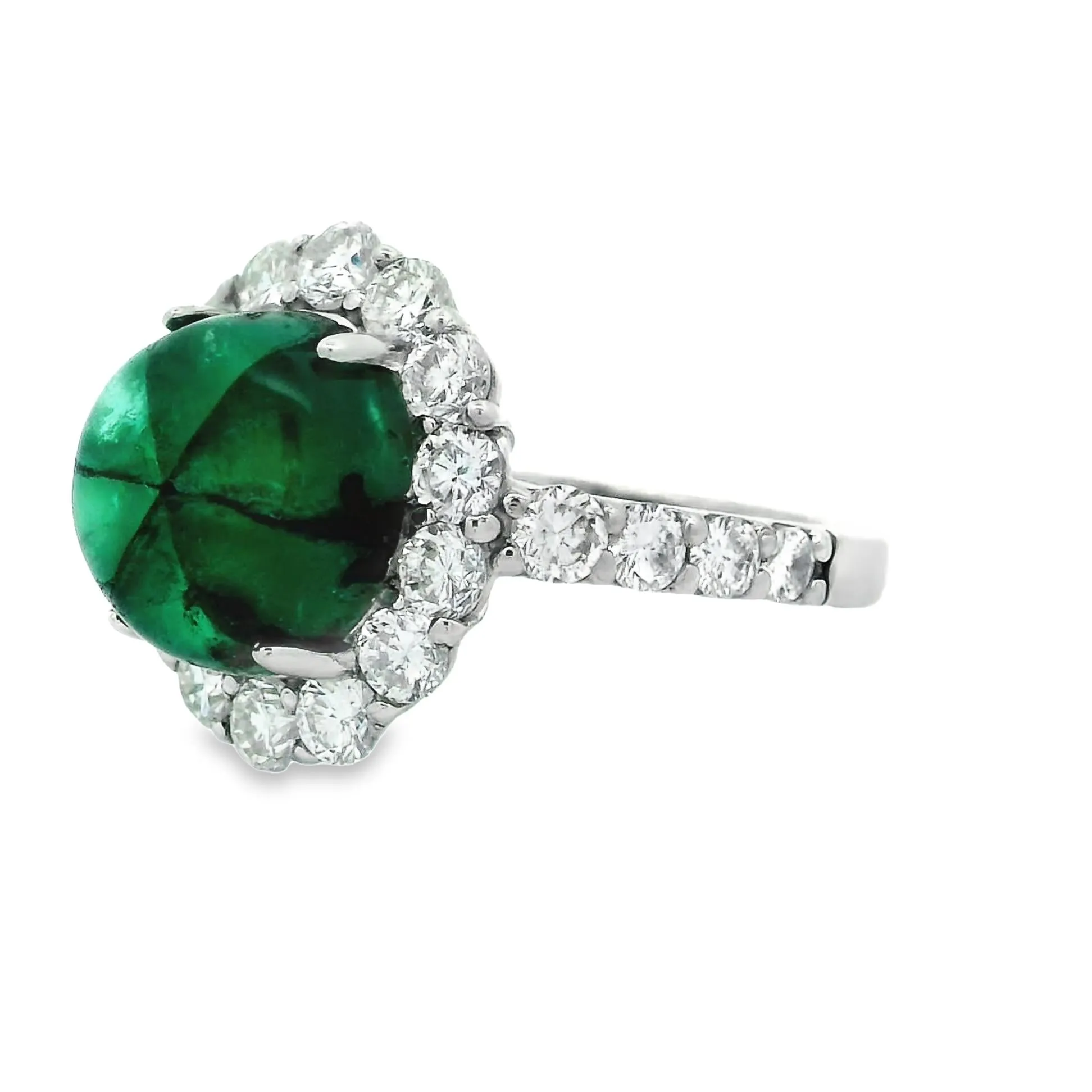 3.59 Carat Trapiche Emerald Diamond Platinum Ring