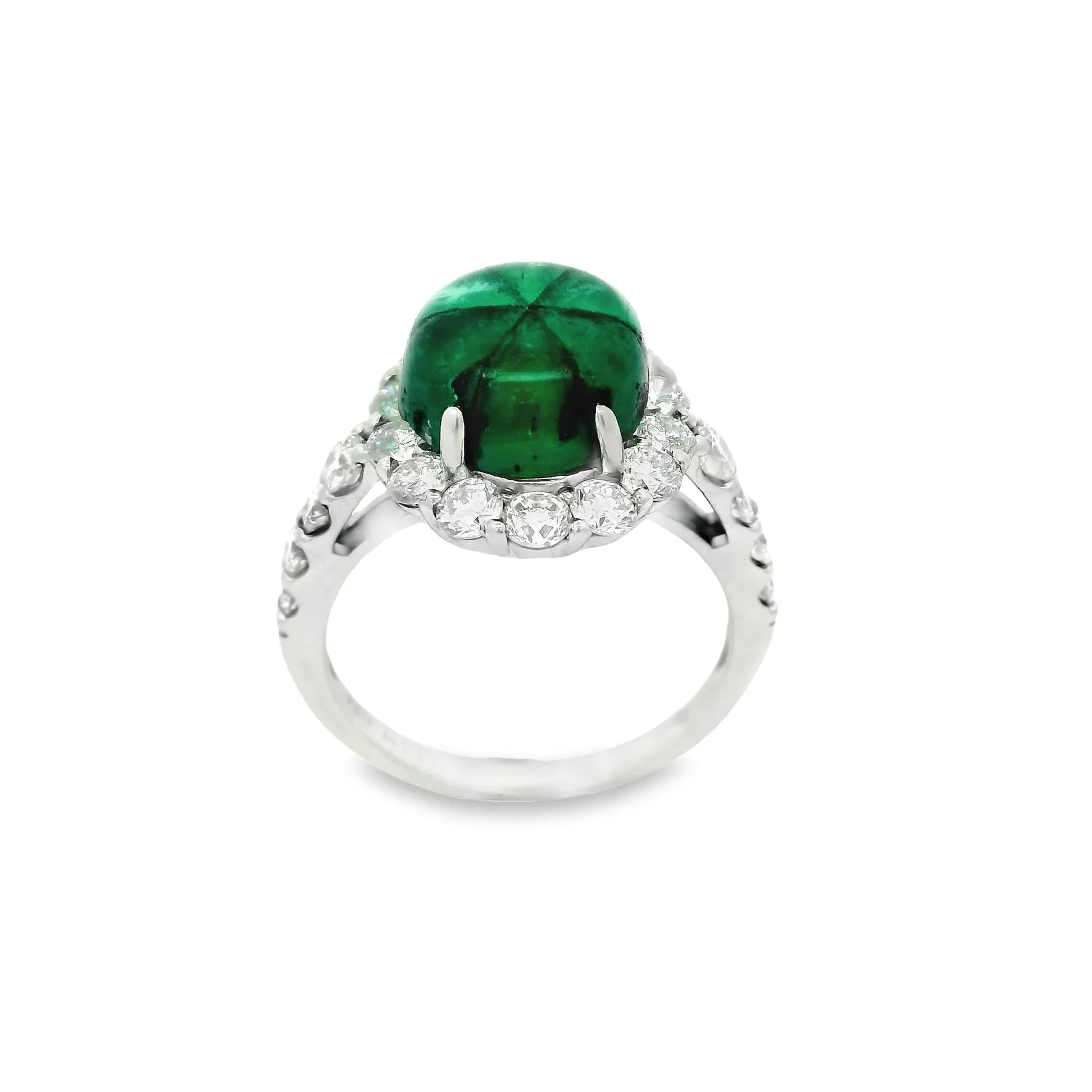 3.59 Carat Trapiche Emerald Diamond Platinum Ring