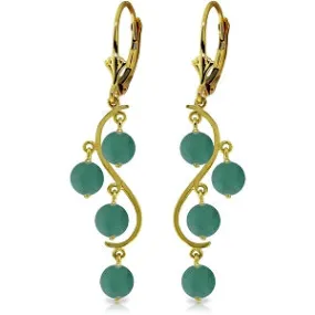 4 Carat 14K Solid Yellow Gold Chandelier Earrings Natural Emerald