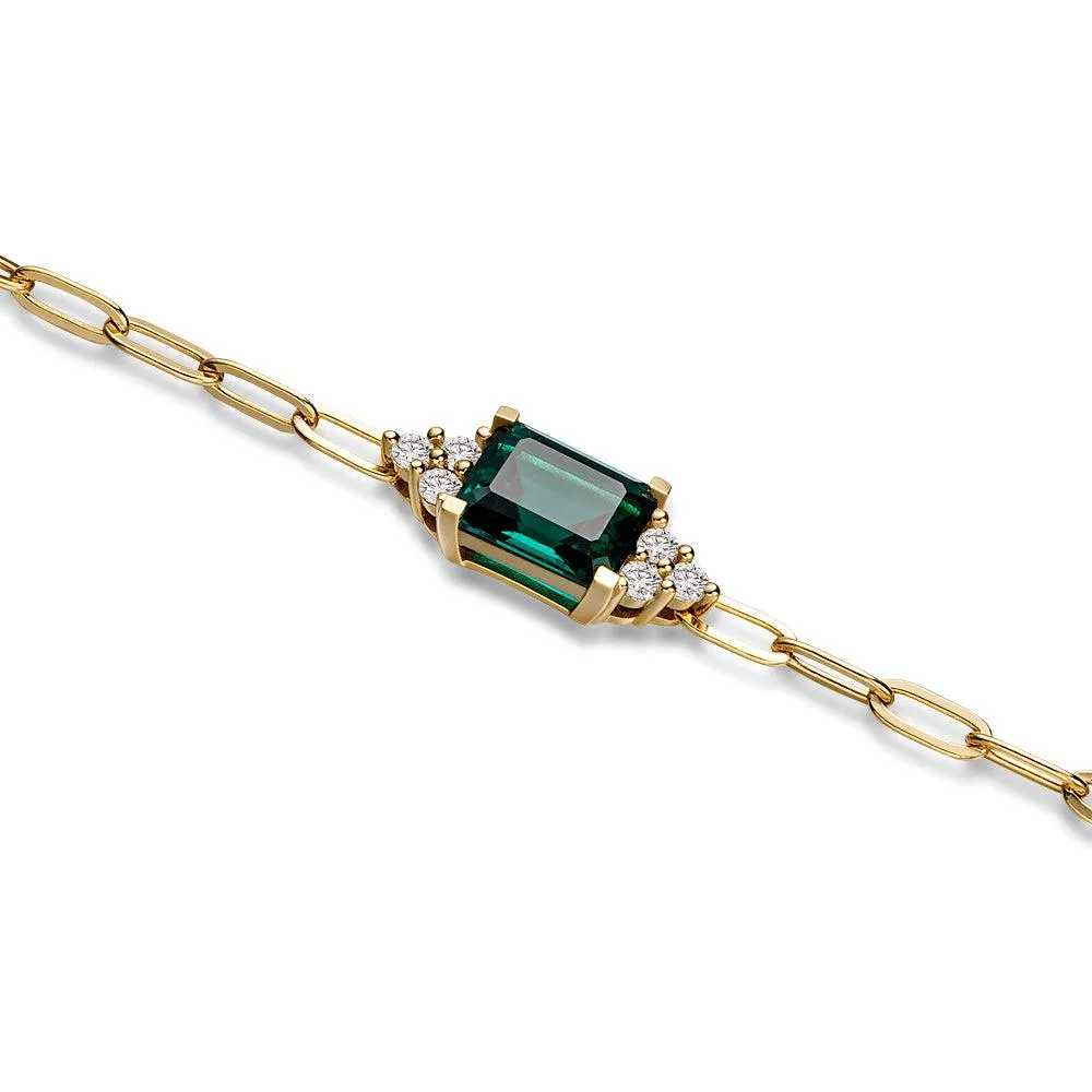 4 CT. Emerald-Cut Emerald Paperclip Bracelet