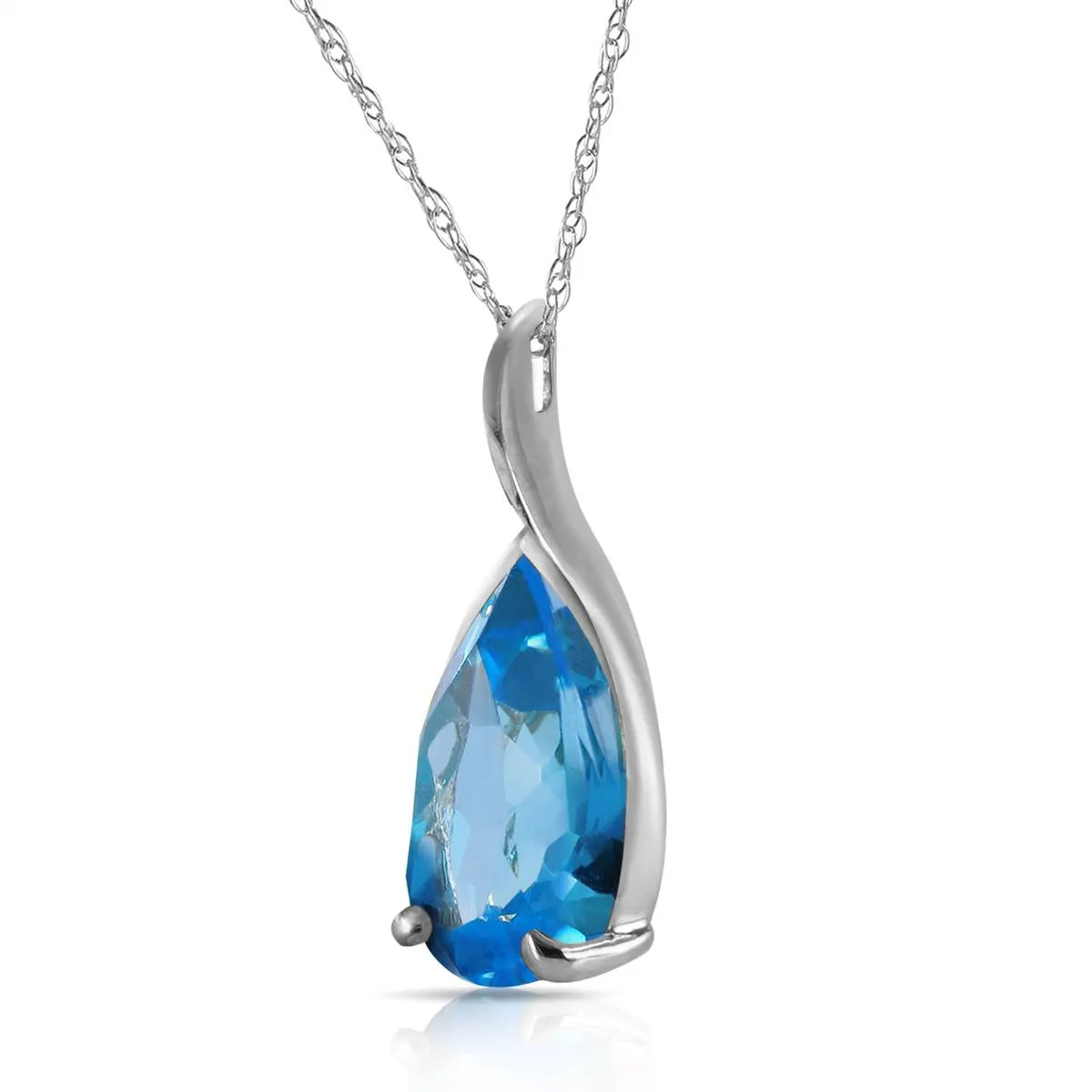 4.7 Carat 14K Solid White Gold Life Is Eventful Blue Topaz Necklace