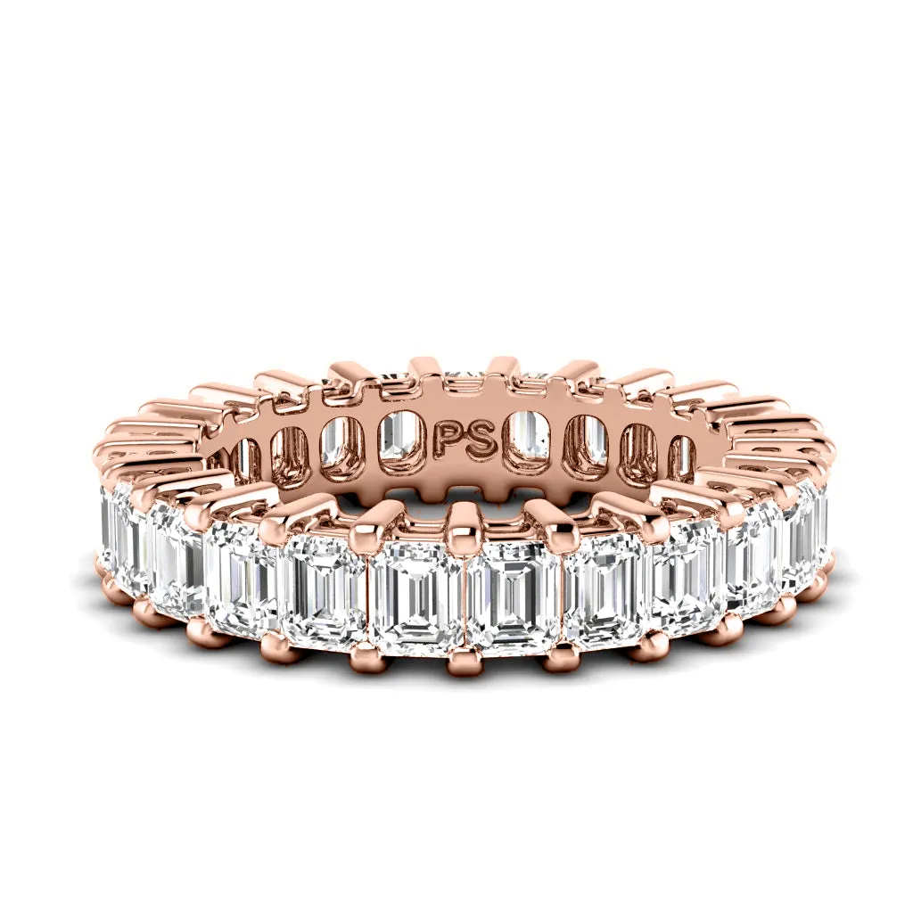 5.00 CT Emerald Cut Lab Grown Diamonds - Eternity Ring