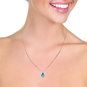 6 Carat 14K Solid Rose Gold Ocean Blue Topaz Necklace