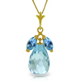 7.2 Carat 14K Solid Yellow Gold Love Potion Blue Topaz Necklace