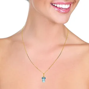 7.2 Carat 14K Solid Yellow Gold Love Potion Blue Topaz Necklace