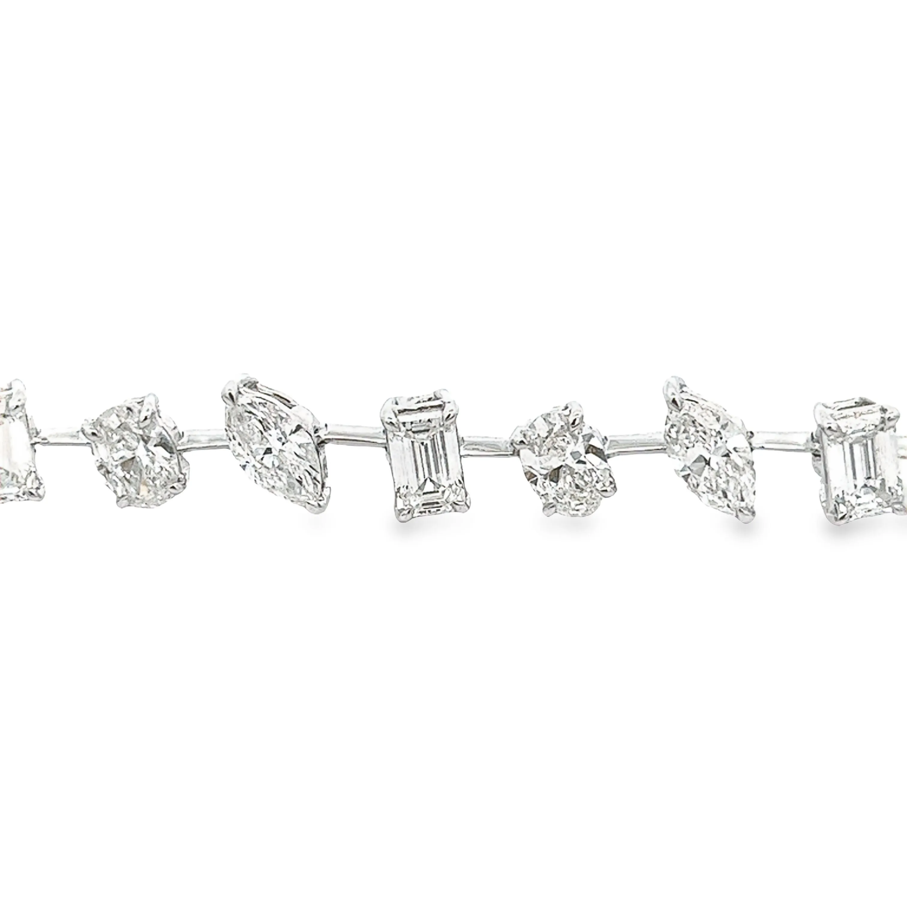 8.53ct 18k White Gold Mixed Shape Diamond Bracelet