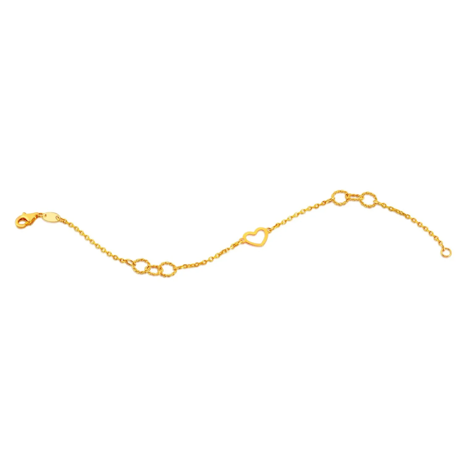 916 Gold Braided Circles & Heart Bracelet