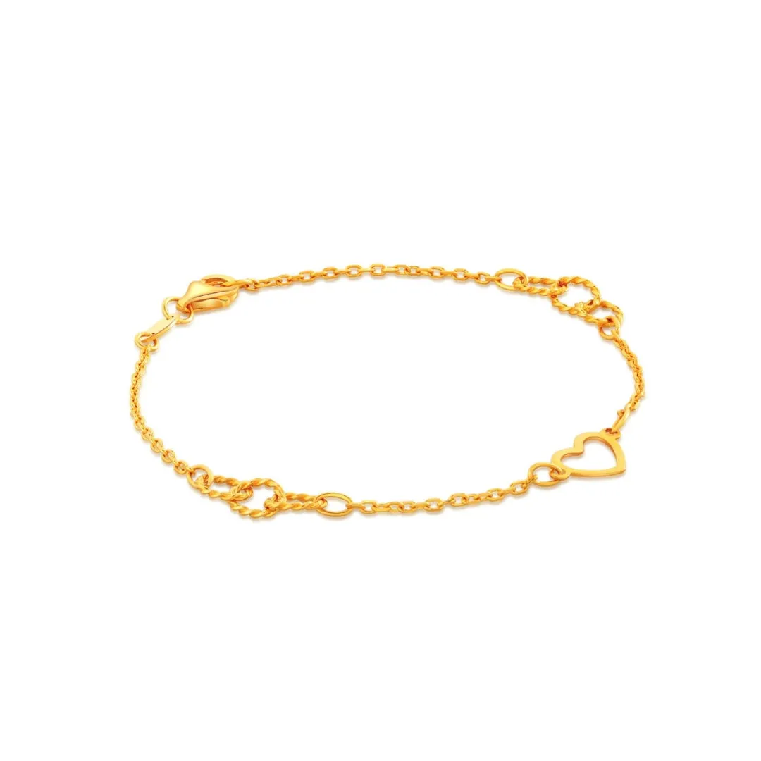 916 Gold Braided Circles & Heart Bracelet