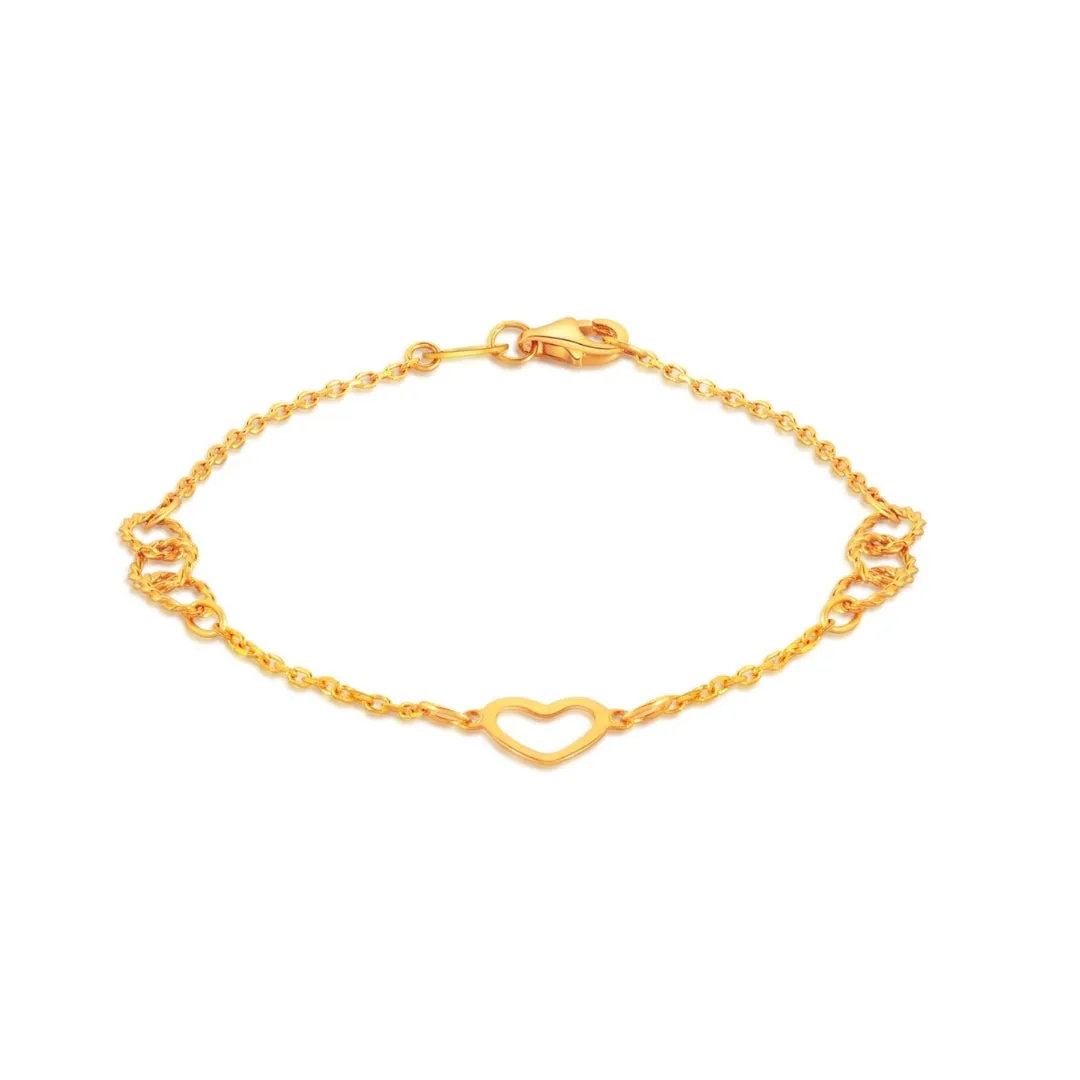 916 Gold Braided Circles & Heart Bracelet