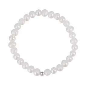 925 Sterling Silver Bracelet 18ct Gold Plating with All-Round 6mm Fresh Water Pearls