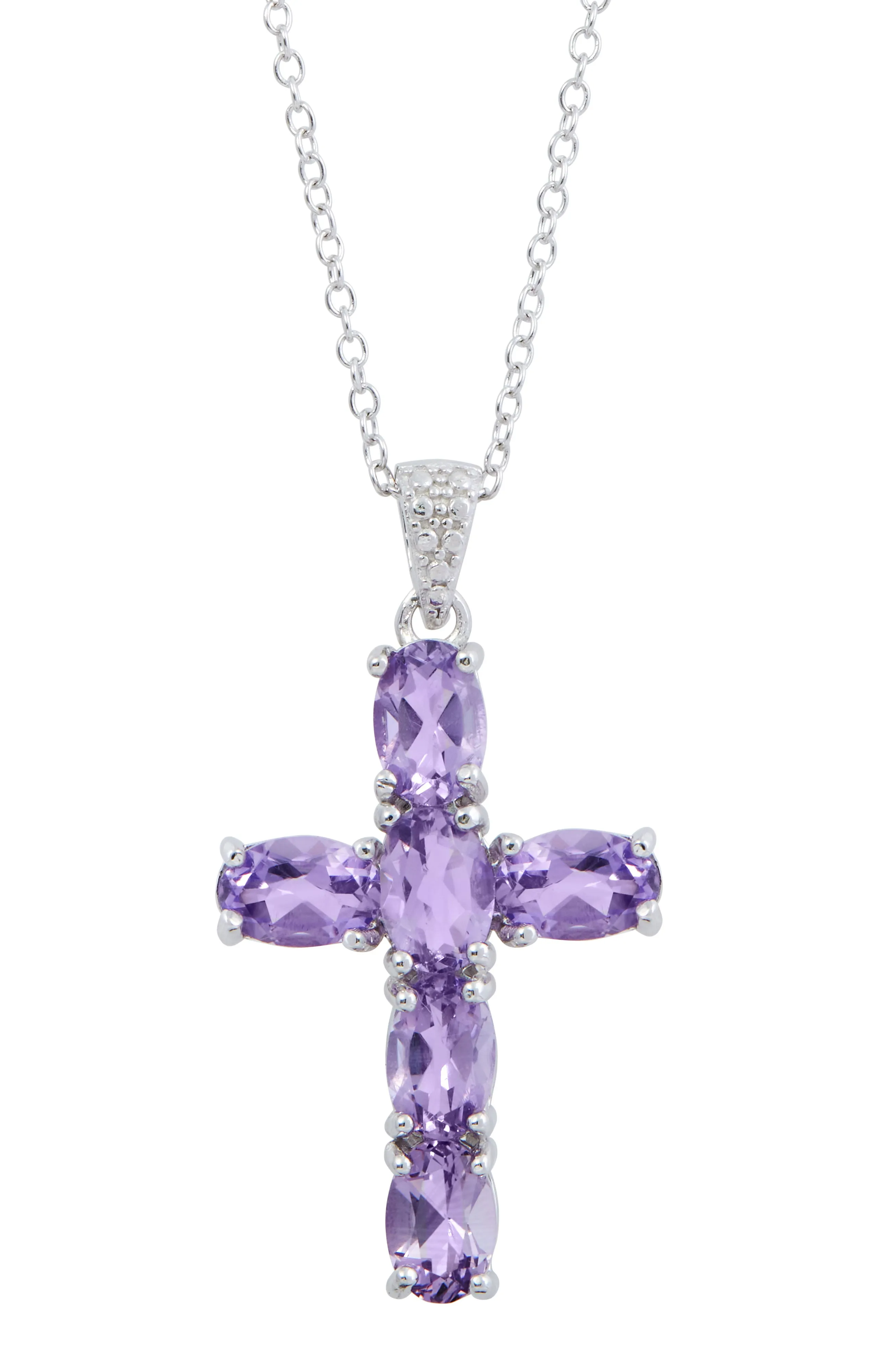 .925 STERLING SILVER RHODIUM PLATE CROSS PENDANT NECKLACE