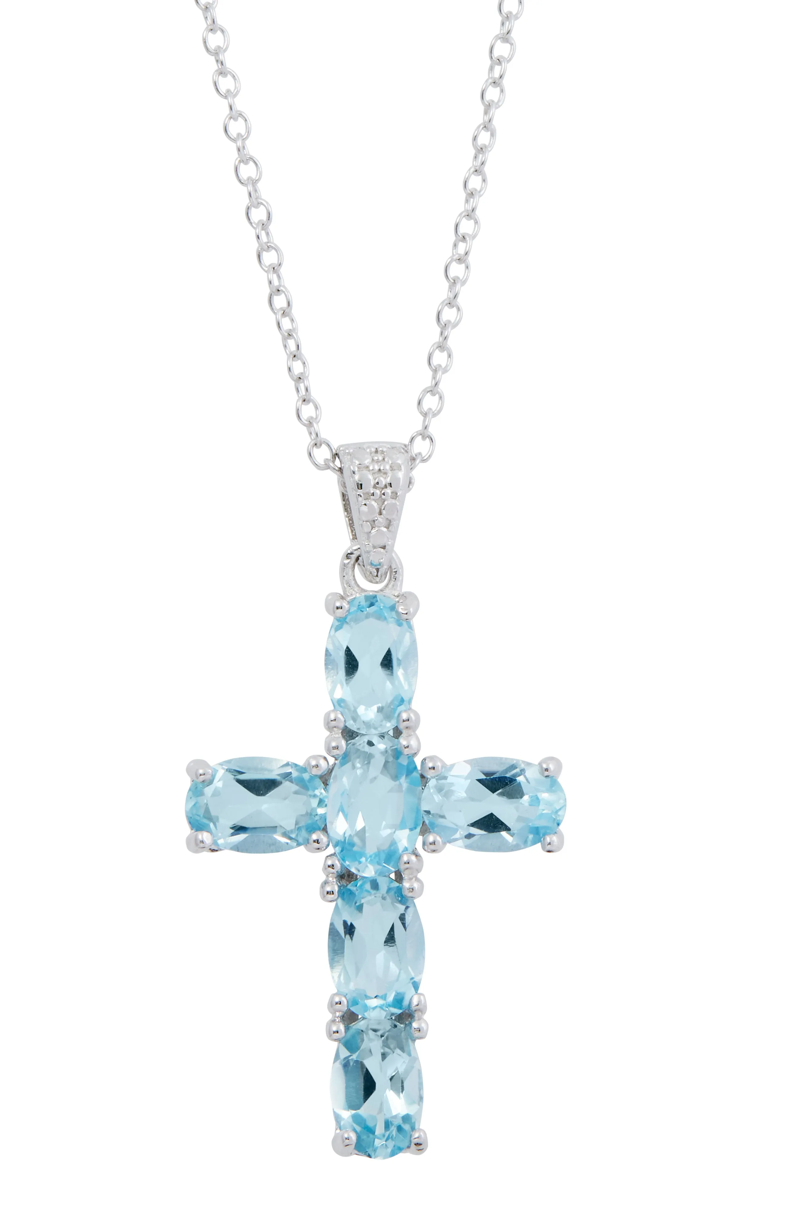 .925 STERLING SILVER RHODIUM PLATE CROSS PENDANT NECKLACE