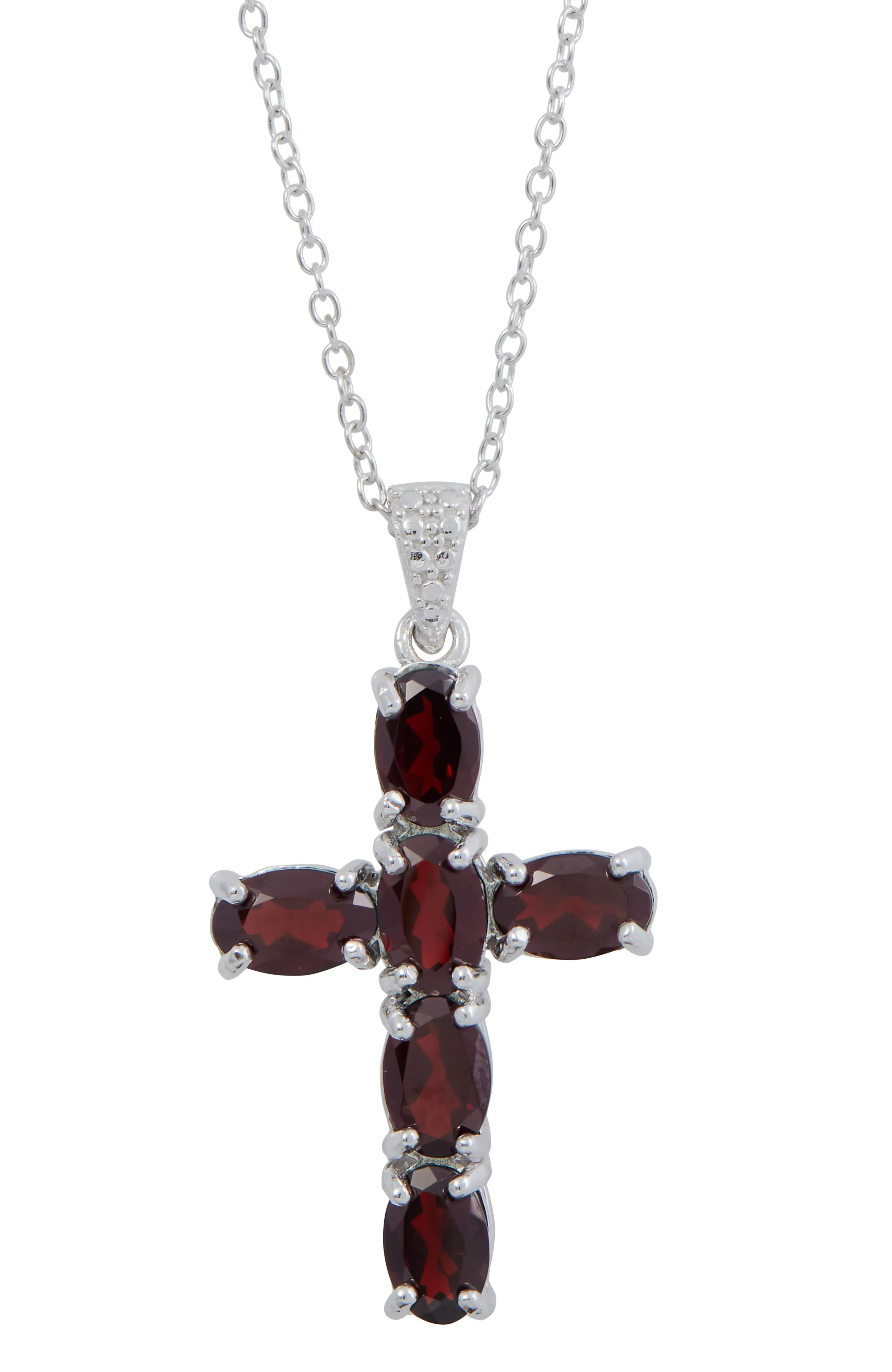 .925 STERLING SILVER RHODIUM PLATE CROSS PENDANT NECKLACE