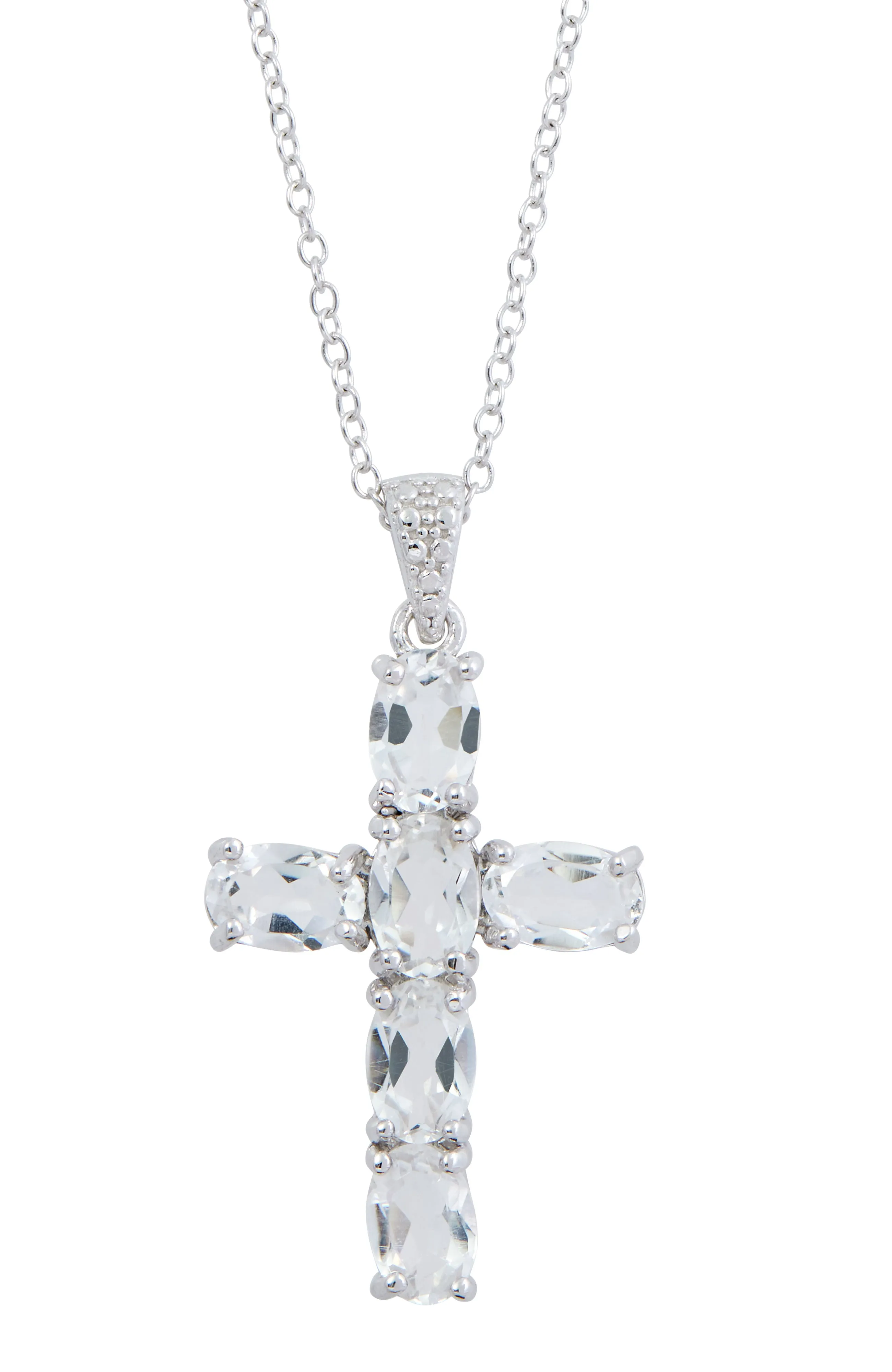 .925 STERLING SILVER RHODIUM PLATE CROSS PENDANT NECKLACE