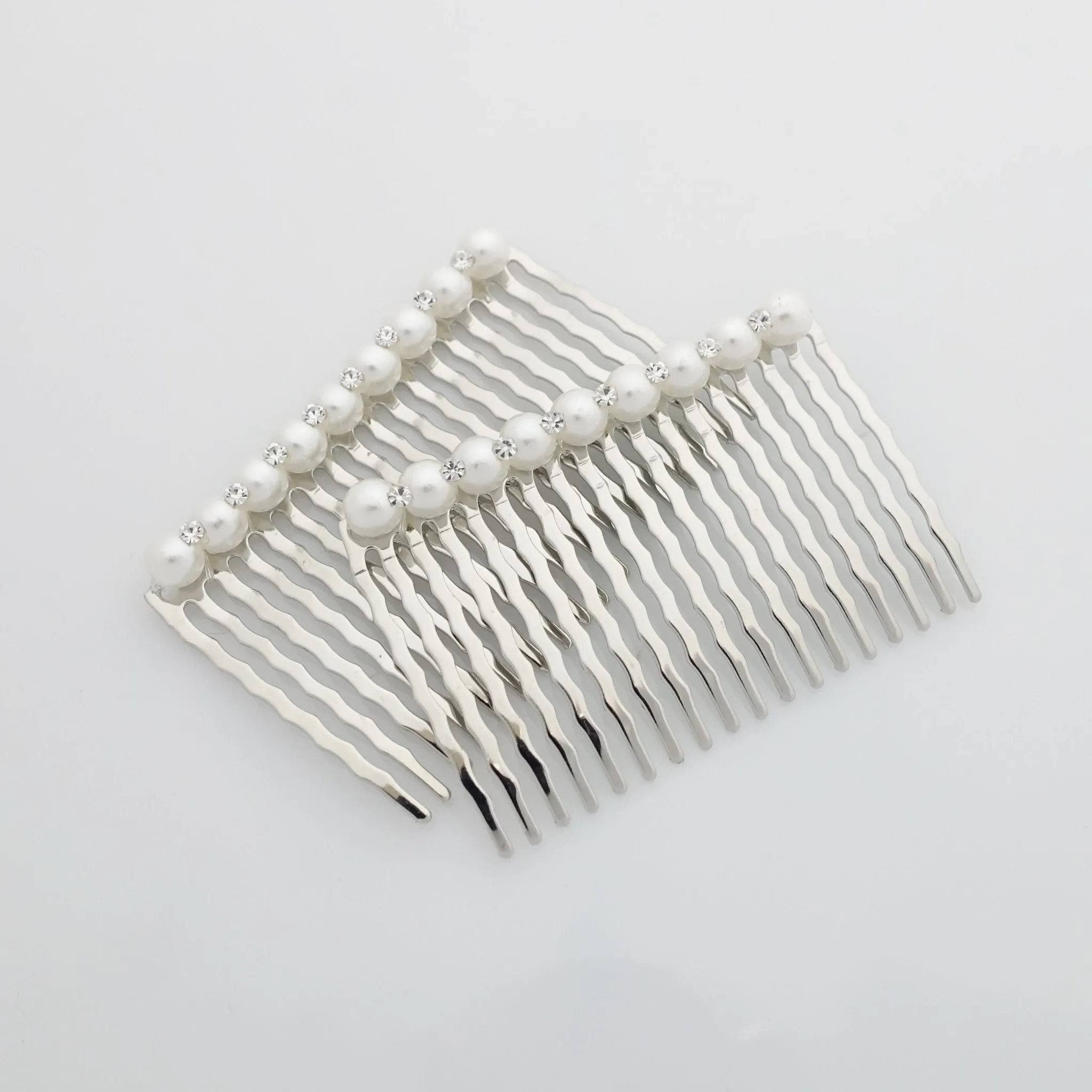 A set of Pearl Rhinestone Decorative 18 teeth Hair Combs