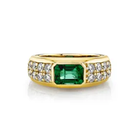 Abundantia Emerald Cut Emerald Diamond Pavé Ring