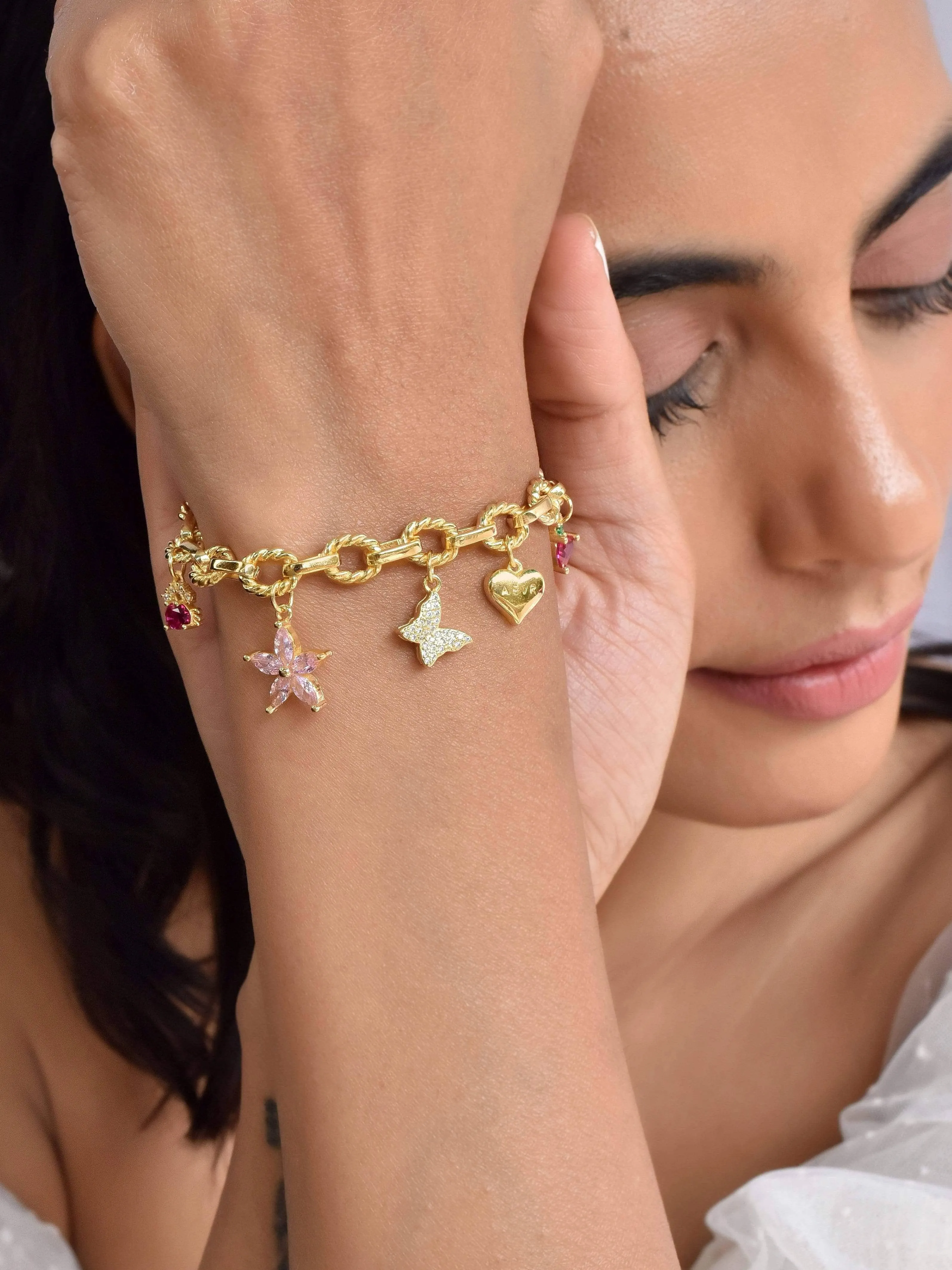 AEVR Gold Plated Charm Bracelet