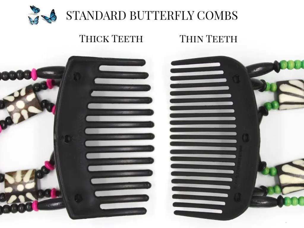 African Butterfly Thick Hair Comb - Gemstone Brown 53