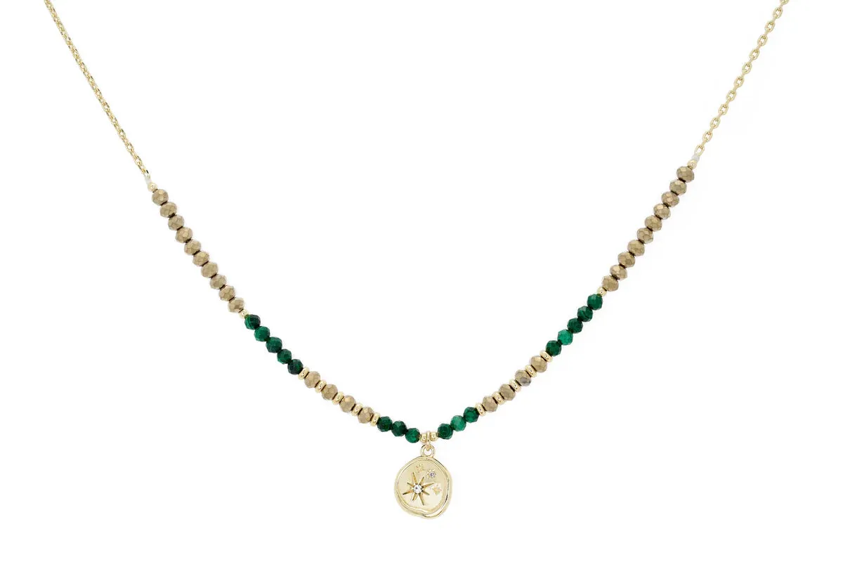 ALLAT MALACHITE & GOLD GEMSTONE NECKLACE