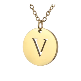 Alphabet Necklace Gold Plated - Letter V