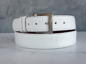 American Matte Alligator Belt: White