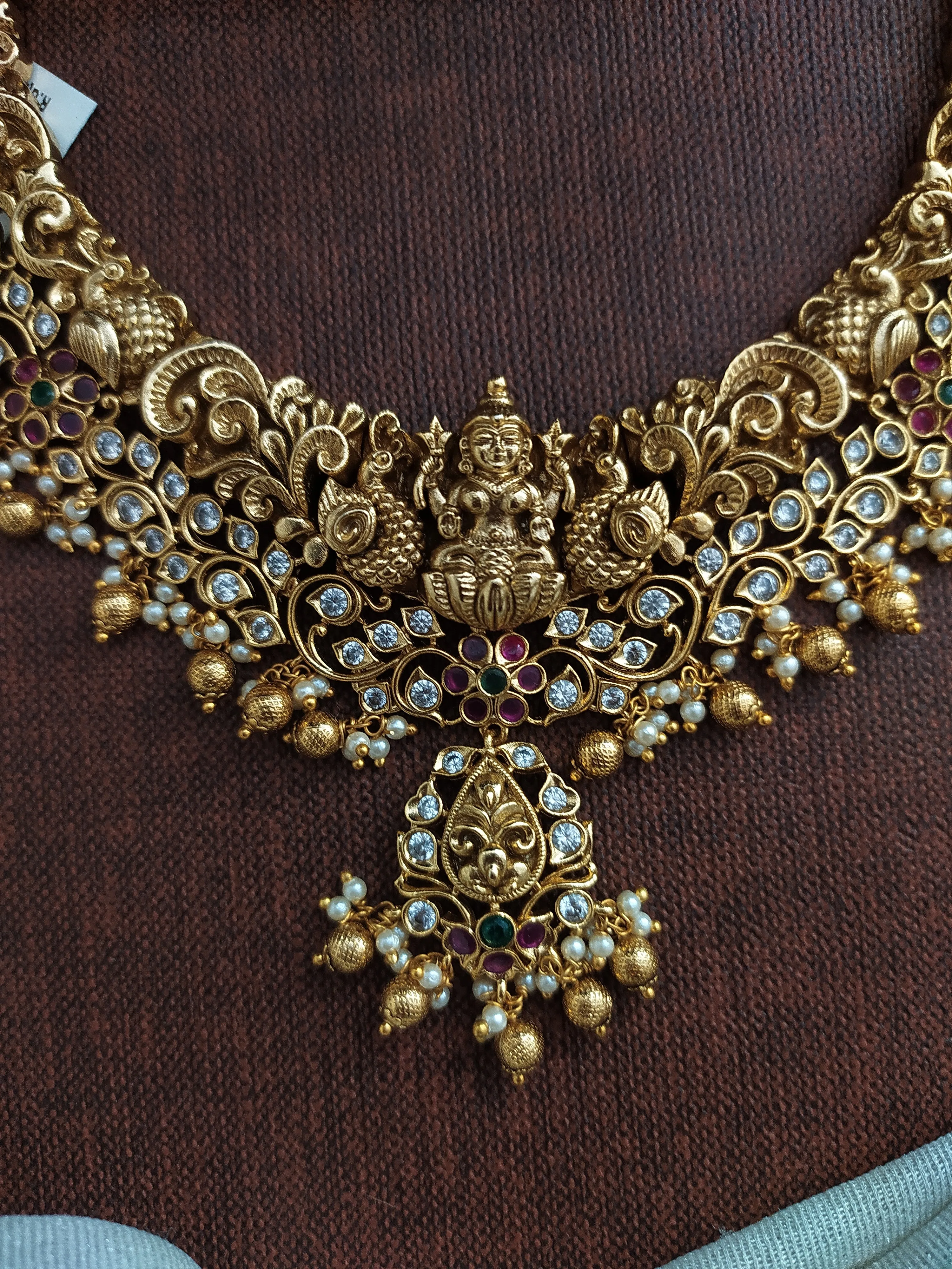 Antique Lakshmi Necklace Set with Nagas Work