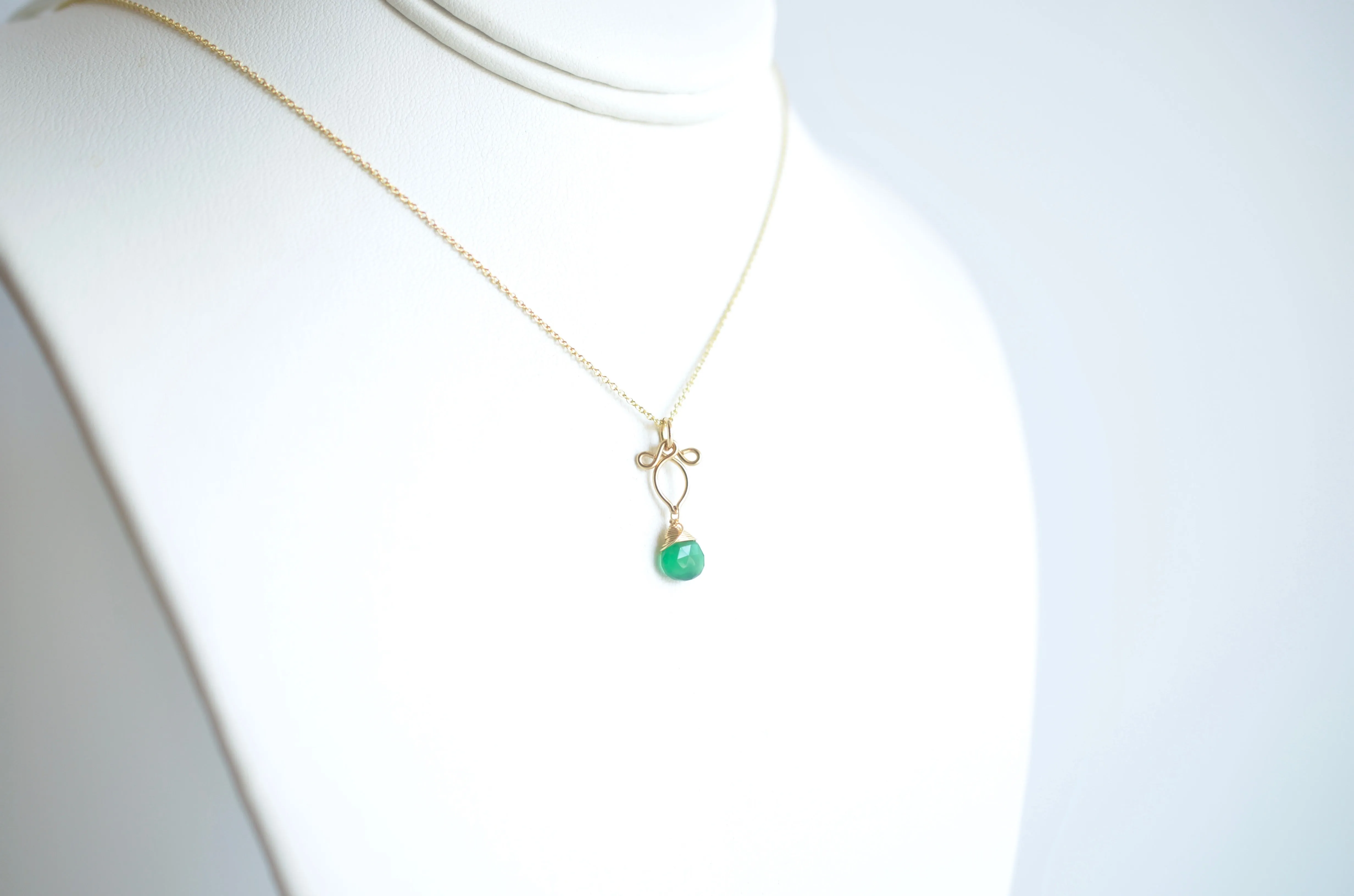 Arabella - Green Onyx, 14k Gold Filled Necklace