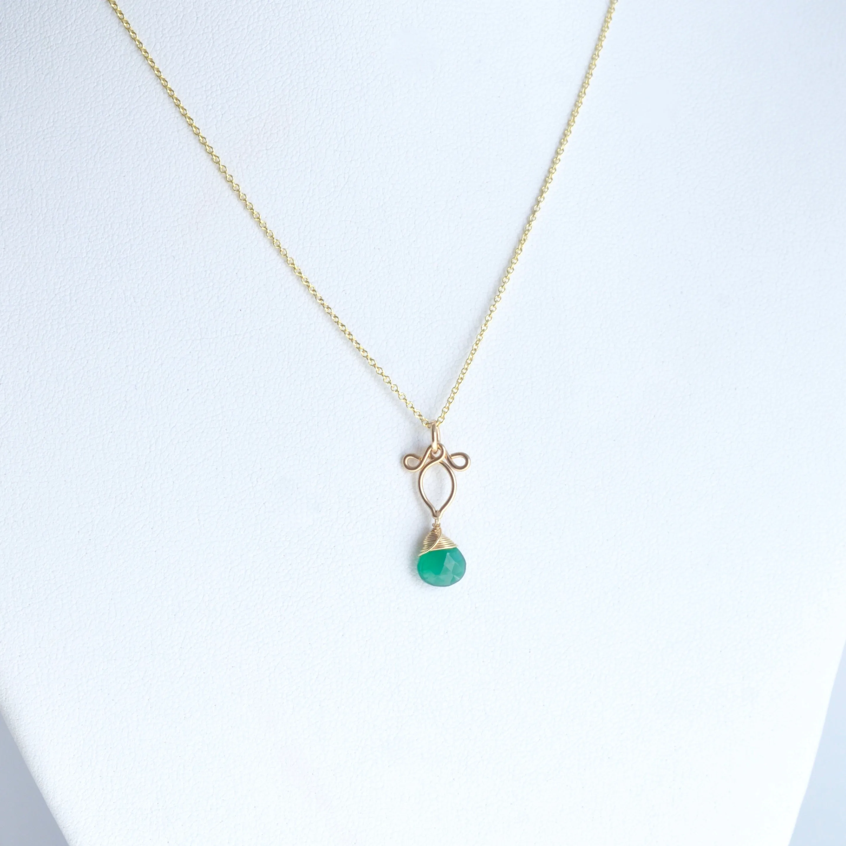 Arabella - Green Onyx, 14k Gold Filled Necklace