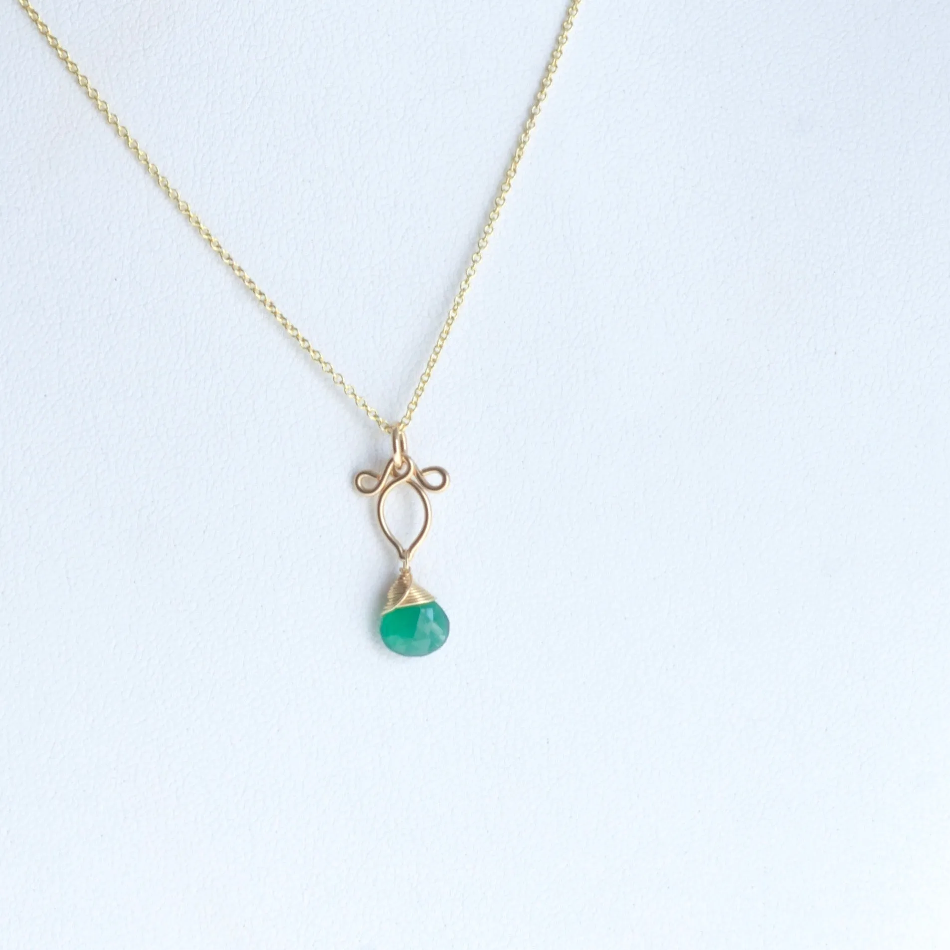 Arabella - Green Onyx, 14k Gold Filled Necklace