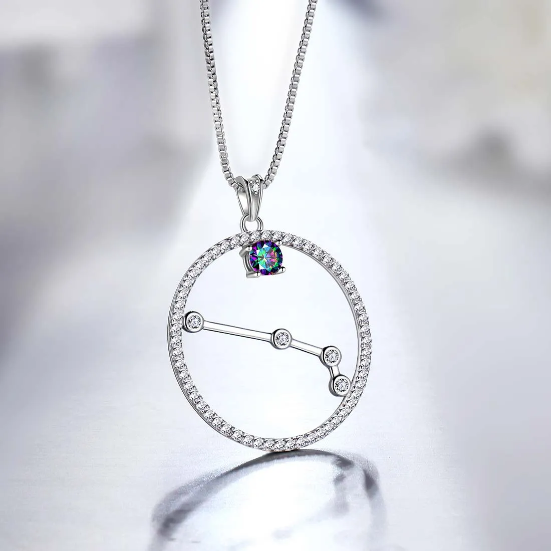 Aries Zodiac Necklace Pendant Women Girls Jewelry Birthday Gift Mystic Topaz 925 Silver