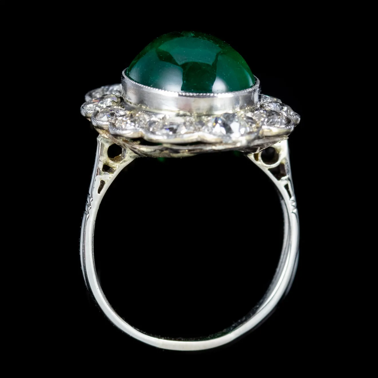 Art Deco 6Ct Natural Emerald Diamond Ring 18Ct Gold Circa 1920 Full Cert