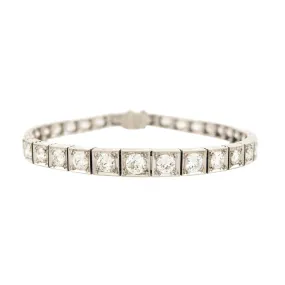 Art Deco Platinum Diamond Graduated Line Bracelet