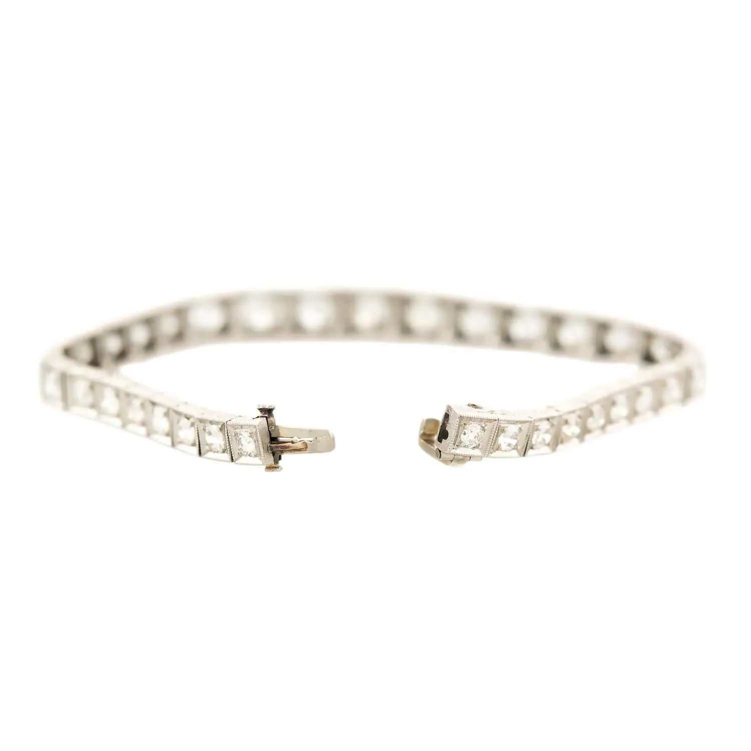 Art Deco Platinum Diamond Graduated Line Bracelet