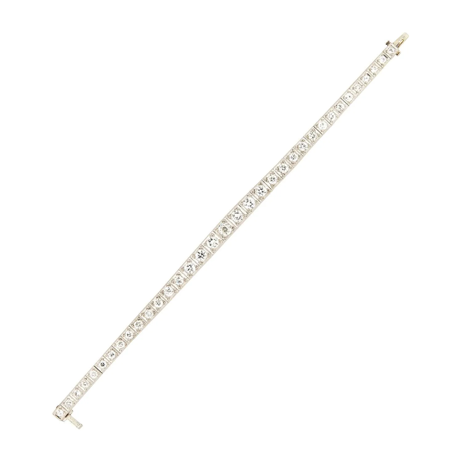 Art Deco Platinum Diamond Graduated Line Bracelet