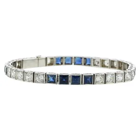 Art Deco Platinum Sapphire and Diamond Bracelet