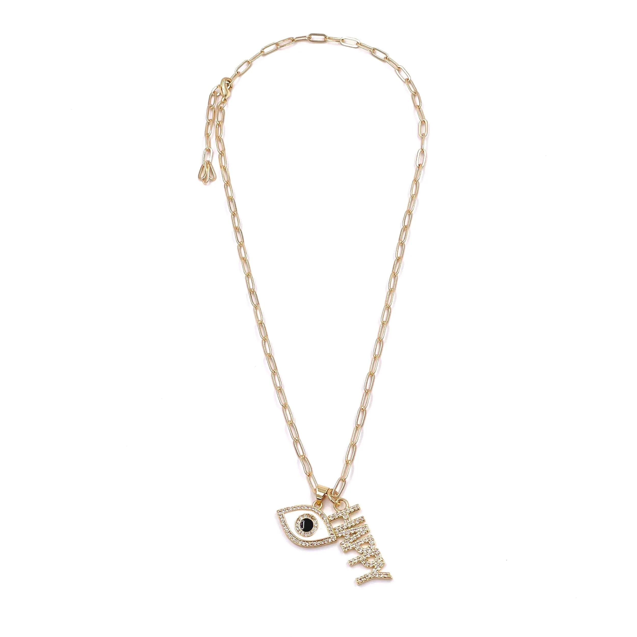 Ashley Gold Stainless Steel Gold Plated Happy Necklace