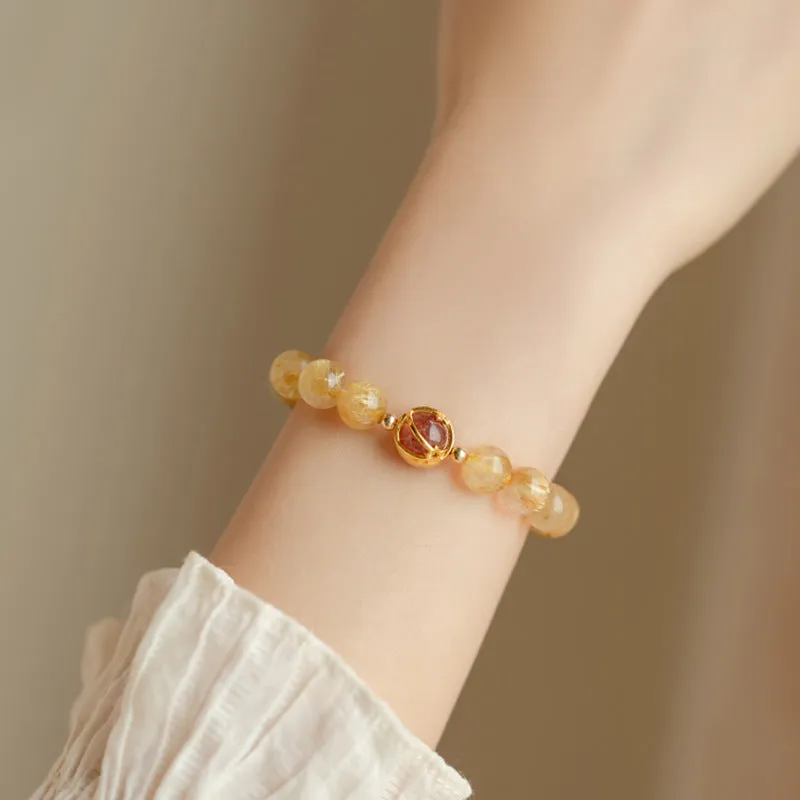 Attract Wealth Overnight with Natural Crystal Yellow Bracelet