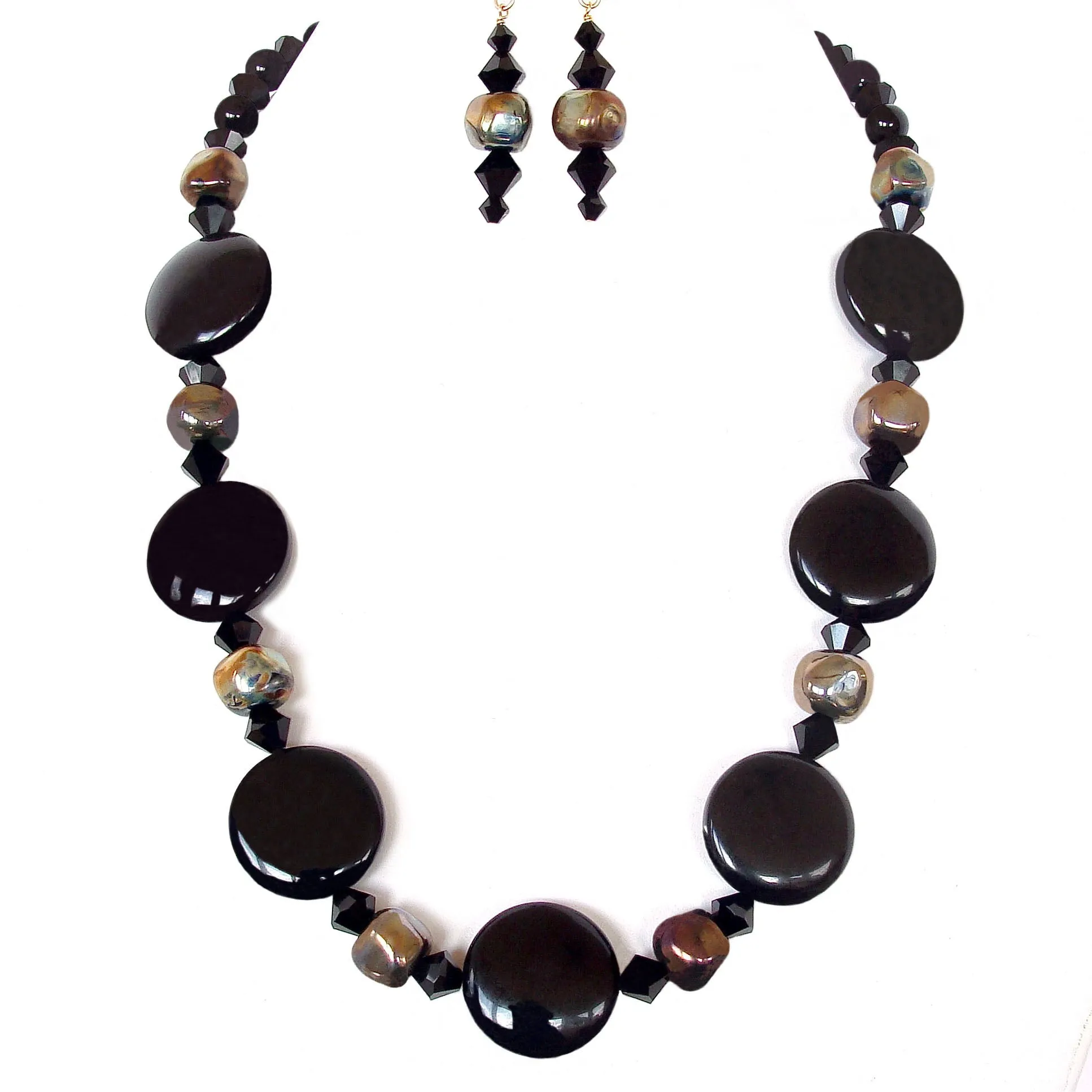 Audra: Black Gemstone Necklace Set