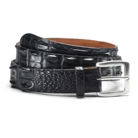 Australian Hornback Crocodile Leather Belt in Black