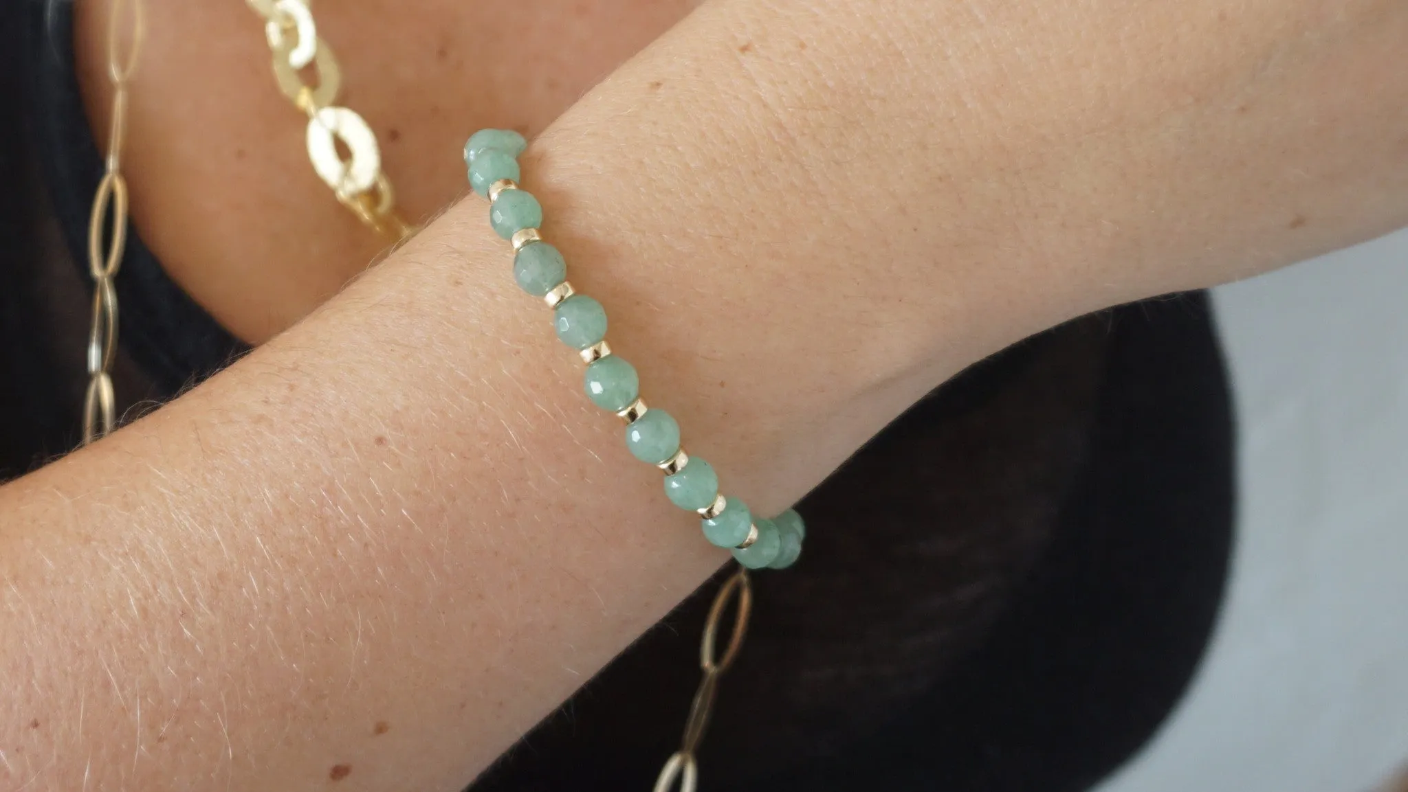 Aventurine & Gold Bracelet