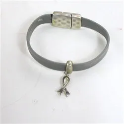 Awareness Bracelet in Grey Leather