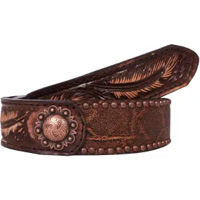 B783 - Vintage Brown Elephant Print Belt