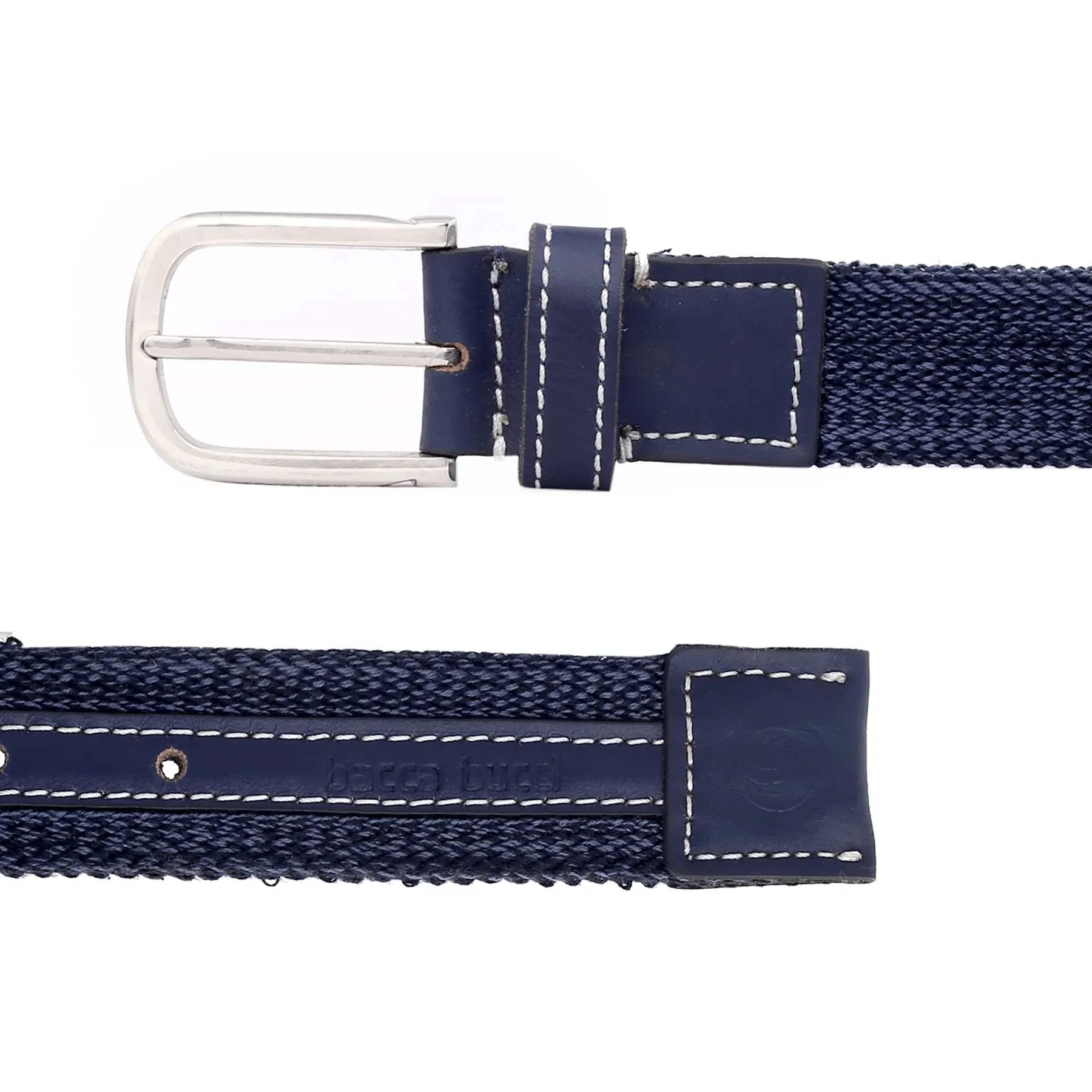 Bacca Bucci Men's Comfort Stretch Casual Fabric Belts-BLUE