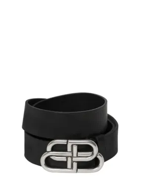 Balenciaga   3.5cm BB Buckle leather belt 