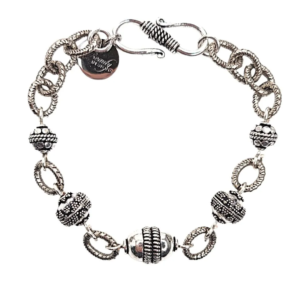 Bali Style Sterling Silver Beaded Bracelet