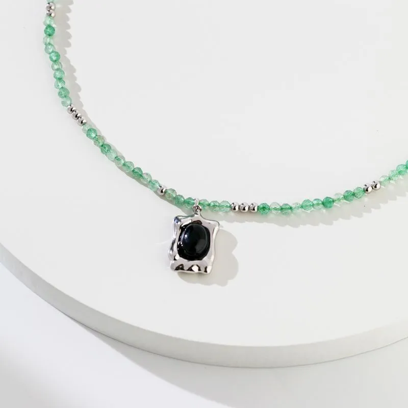 Beaded Green Quartz Necklace