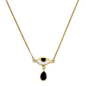 BEJEWELLED EYE NECKLACE BLACK ONYX - GOLD