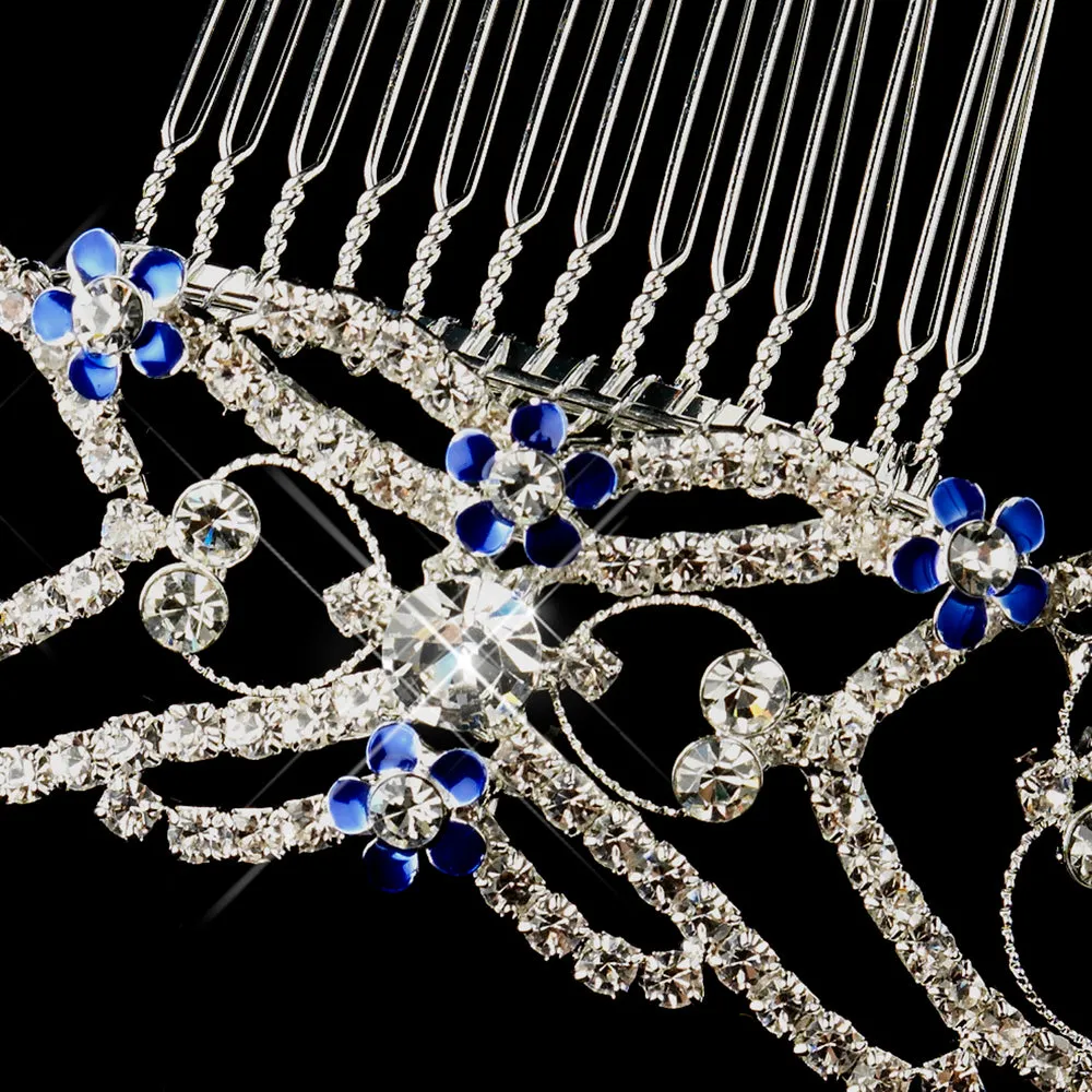 Bella Crystal Bridal Hair Comb Blue