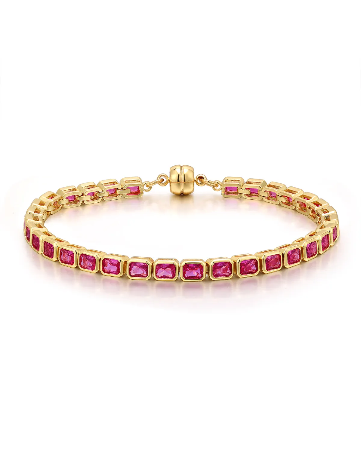 Bezel Emerald Ballier Bracelet- Pink- Gold