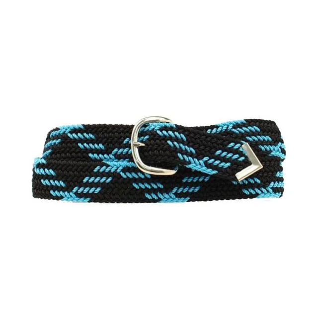 Black & Turquoise Nylon Braided Belt